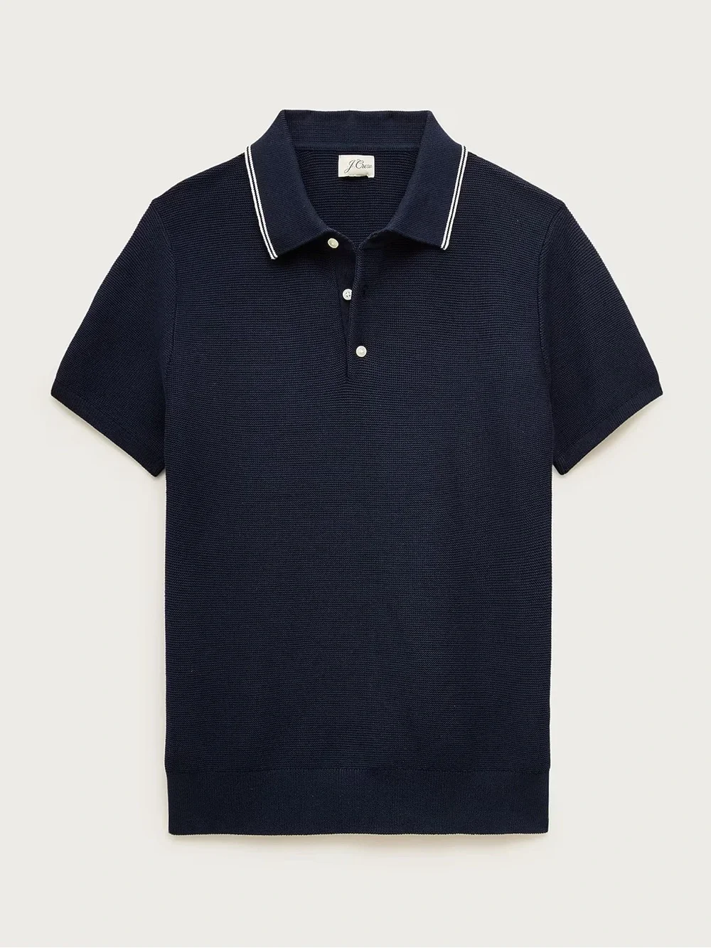J. CREW Short-sleeve tipped sweater-polo in Pima cotton Size S $118 CT217